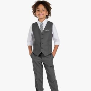 Stylish Charcoal Gray Vest and Pants Set